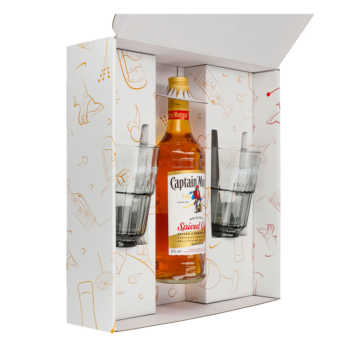 Captain Morgan gift sets, white long drink glass with relief – View 4