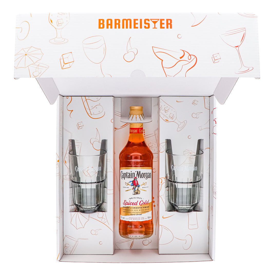 Captain Morgan gift sets, white long drink glass with relief – View 5