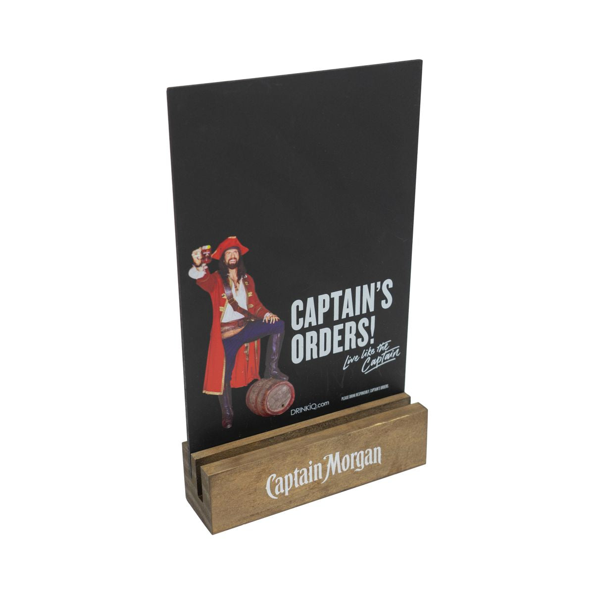Captain Morgan table display chalkboard menu card holder Captain's Orders!