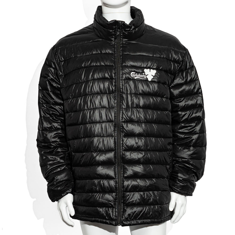 Carlsberg Beer Down Jacket Men's Jacket Size 2 XL Black Embroidered Logo