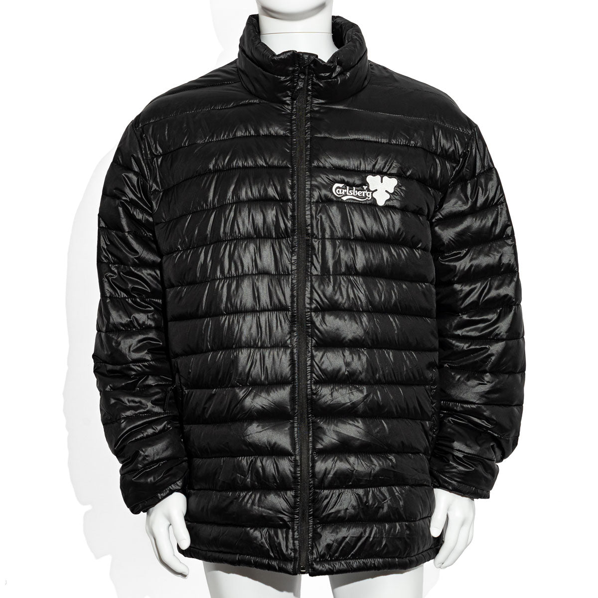 Carlsberg Beer Down Jacket Men's Jacket Size 2 XL Black Embroidered Logo