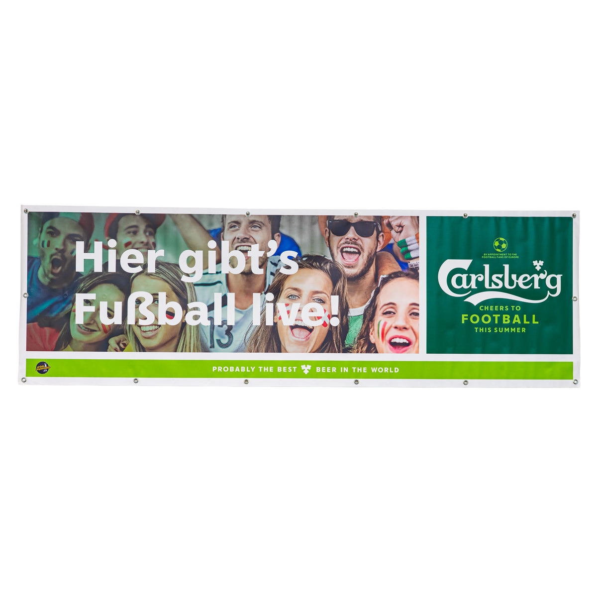 Carlsberg Beer Glass Banner, 250x80 cm, "Live Soccer Here!" Blended Fabric