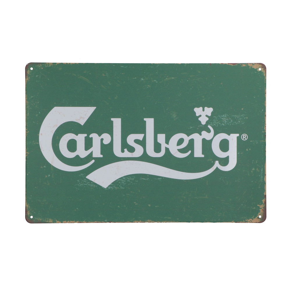 Carlsberg Beer Advertising Sign, Vintage Tin Sign, 30x20 cm, Green, New, Metal, Wall-Mounted