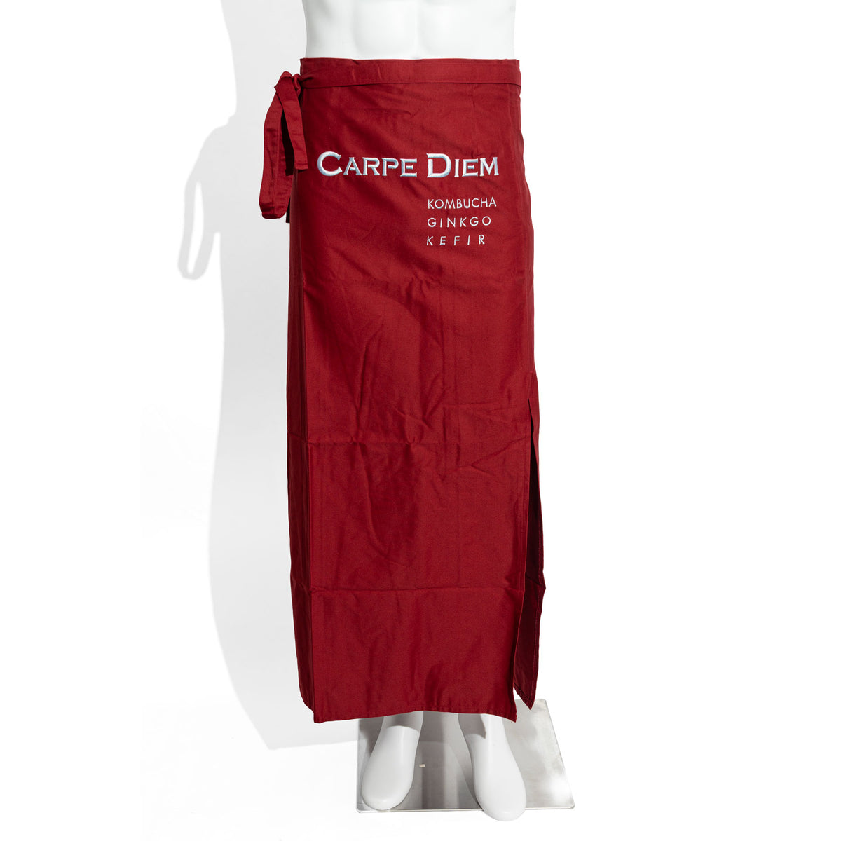 Carpe Diem Waiter's Apron Bistro Apron Kitchen Apron Long Red "Logo on Front"