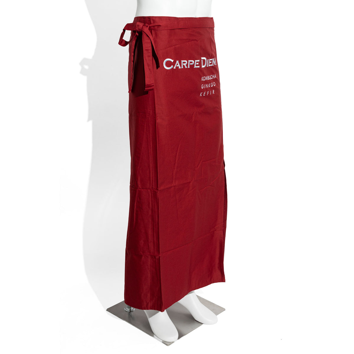 Carpe Diem Waiter's Apron Bistro Apron Kitchen Apron Long Red "Logo on Front" – View 2