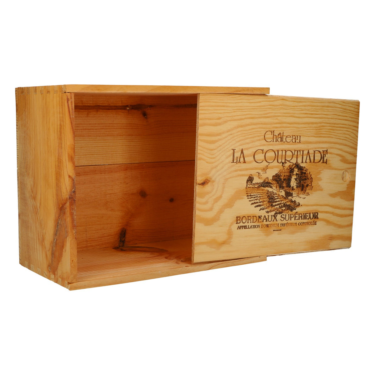 Château La Courtiade Wine Wooden Box 33x27x18.5 cm Bordeaux Supérieur – View 4