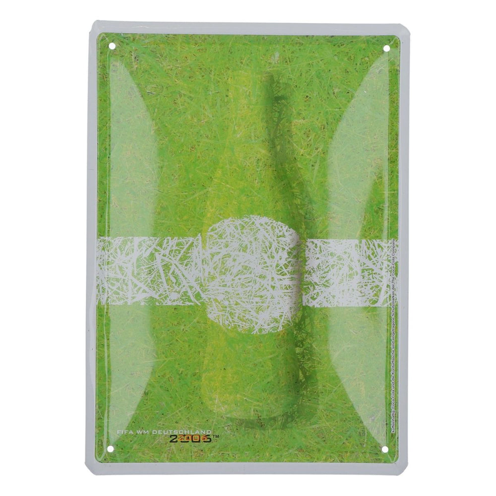 Coca Cola metal sign bottle on grass World Cup 2006 21x15cm advertising sign wall decoration