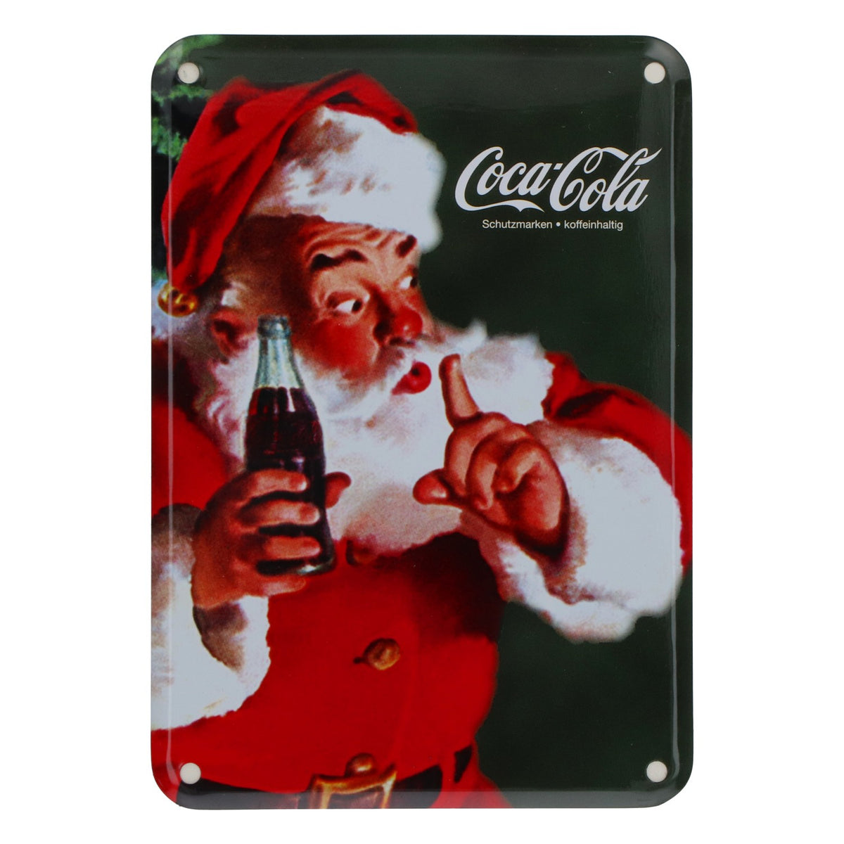 Coca-Cola Metal Sign: Santa Claus, 10.5 x 15 cm, Retro Metal Decor