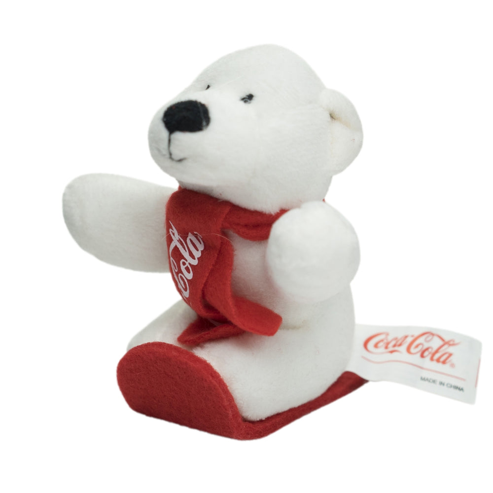 Coca Cola Cuddly Toy Polar Bear Fabric Teddy Bear Sledding Toy Collector Children