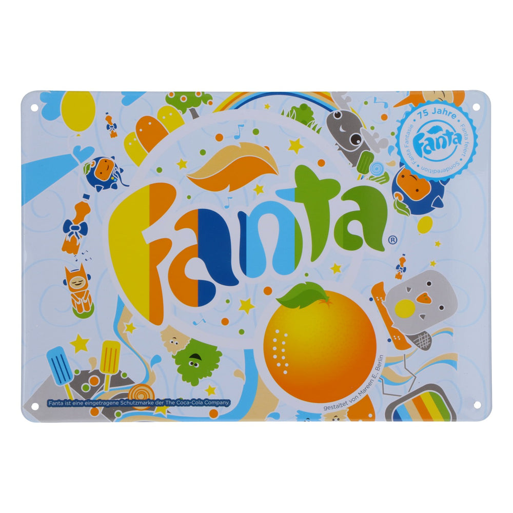 Coca-Cola Soft Drink Metal Sign Wall Decoration: Fanta, Colorful, 75th Anniversary, 21x15 cm
