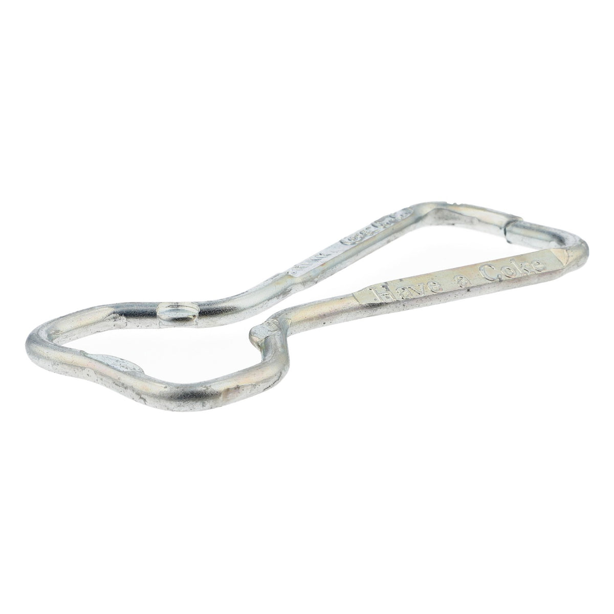 Coca Cola soft drink retro bottle opener, carabiner shape, metal