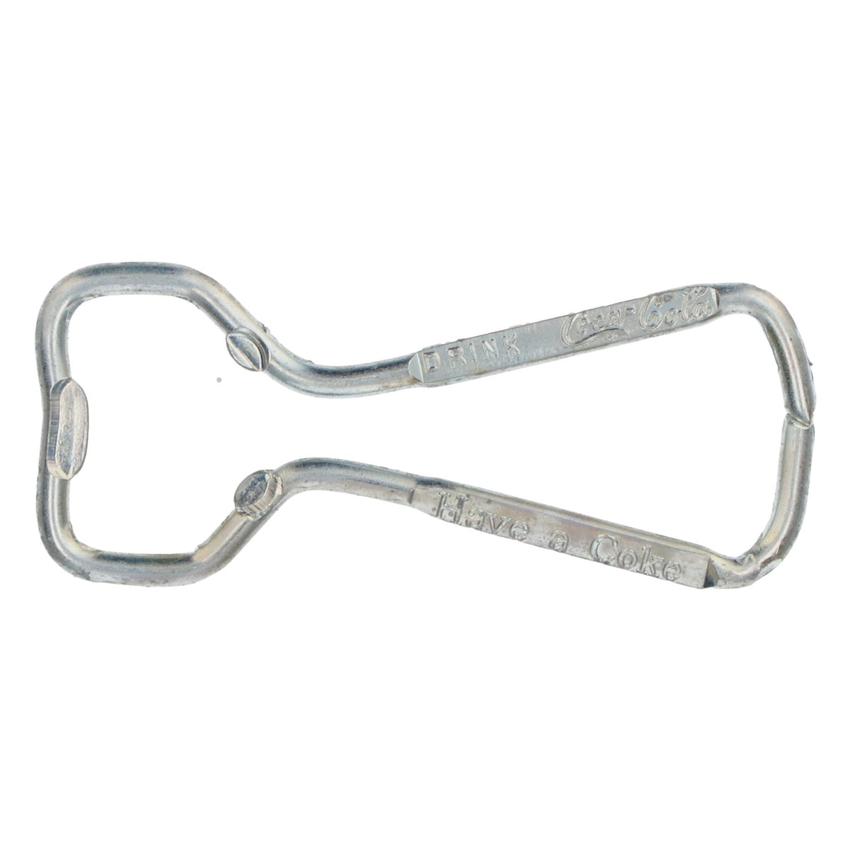 Coca Cola soft drink retro bottle opener, carabiner shape, metal – View 2