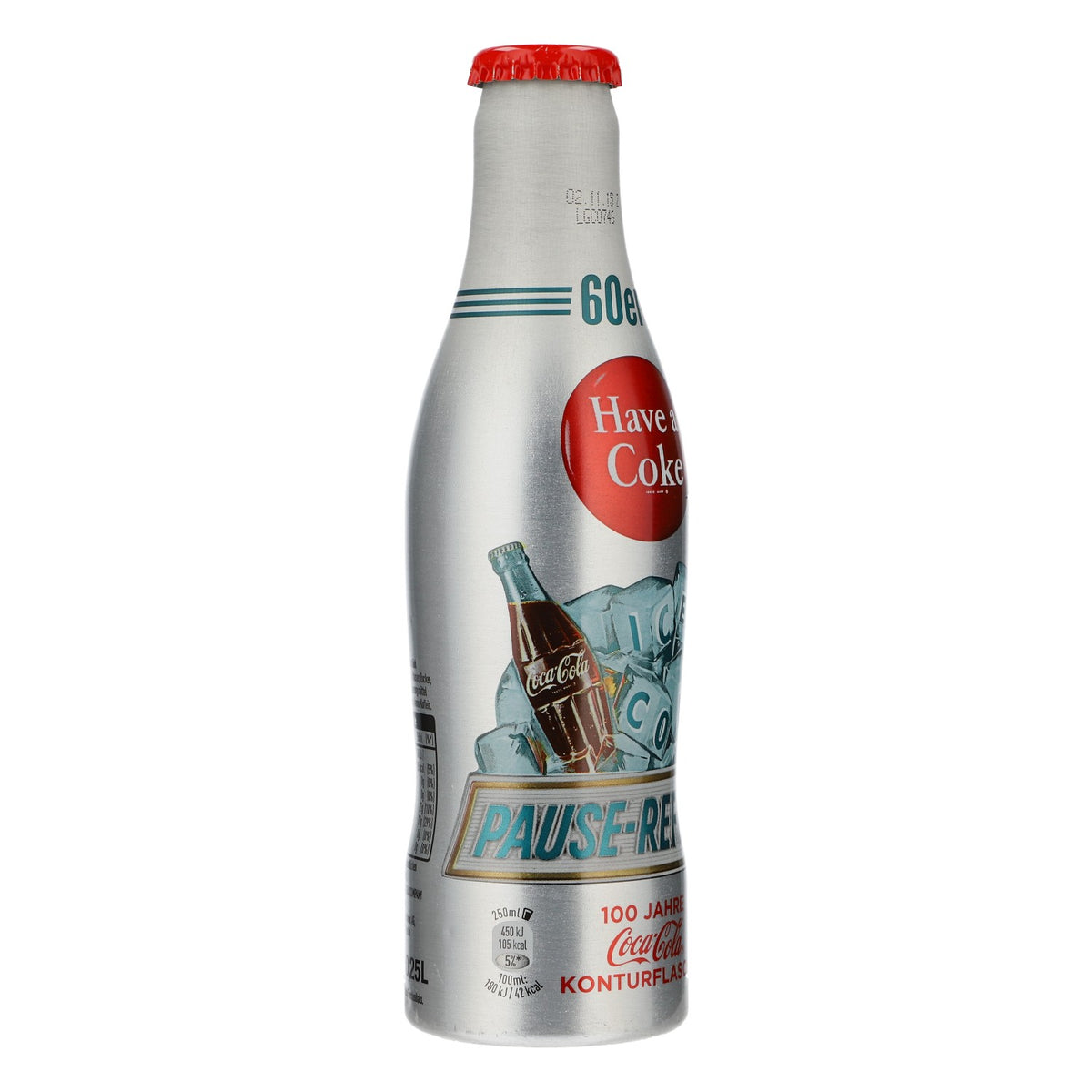 Coca Cola soft drink display bottle, 1960s collector's edition, 100 years decorative bottle – View 2