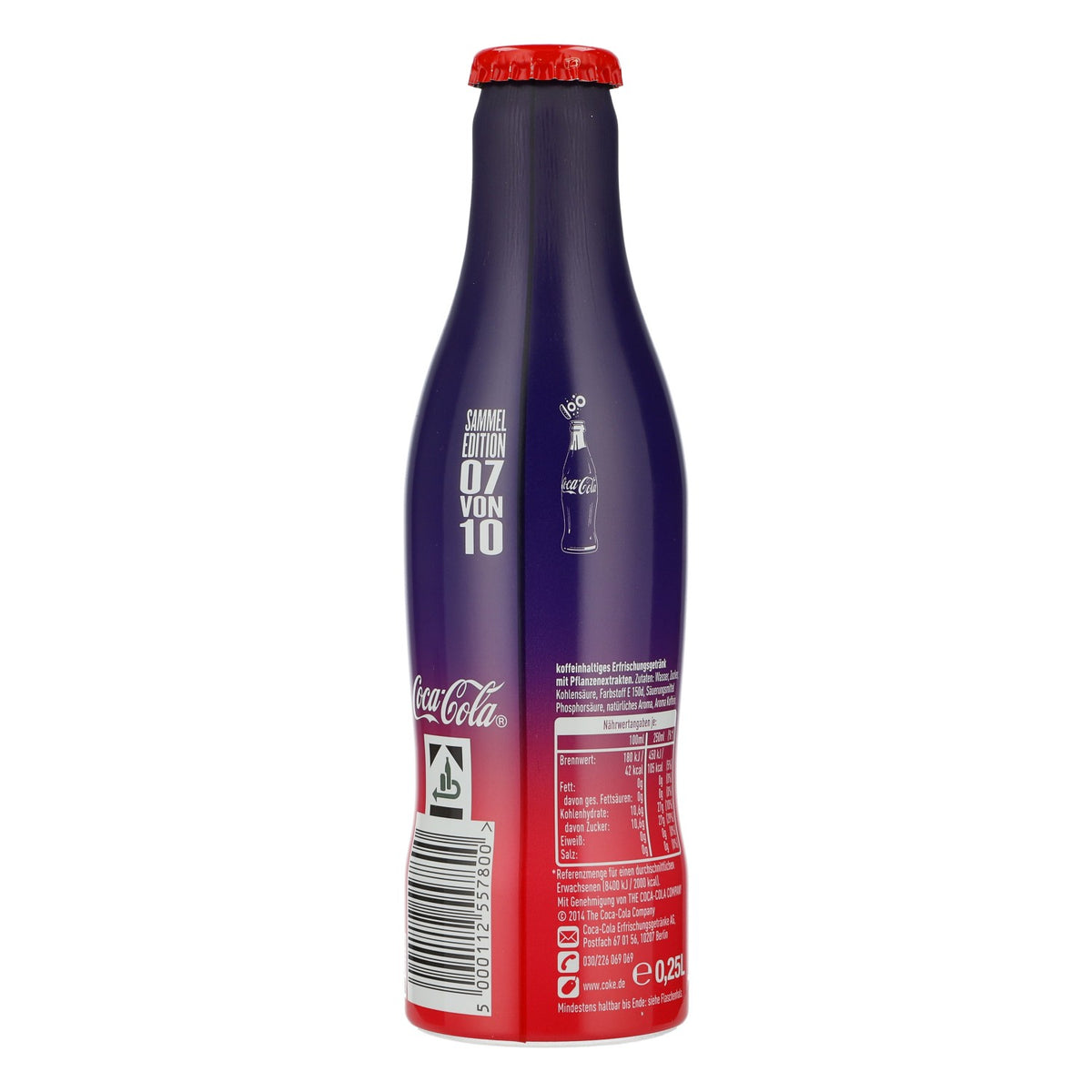 Coca Cola soft drink display bottle, 1980s collector's edition, 100 years decorative bottle – View 3
