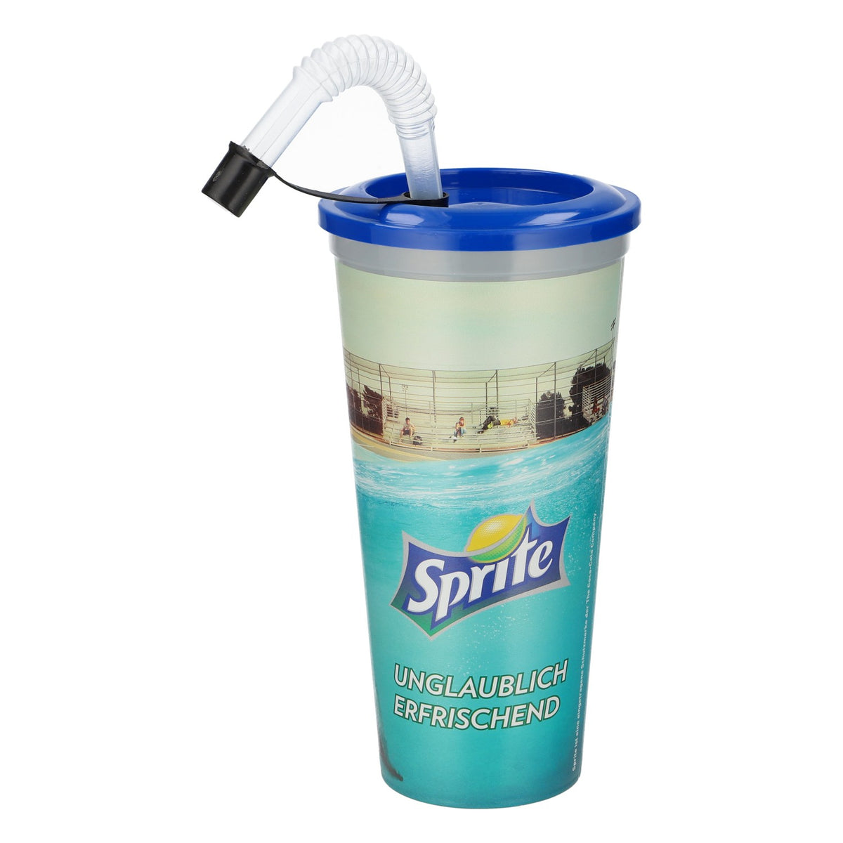 Coca-Cola Sprite Reusable Cup with Straw, 0.6 L, Beach Design, Plastic