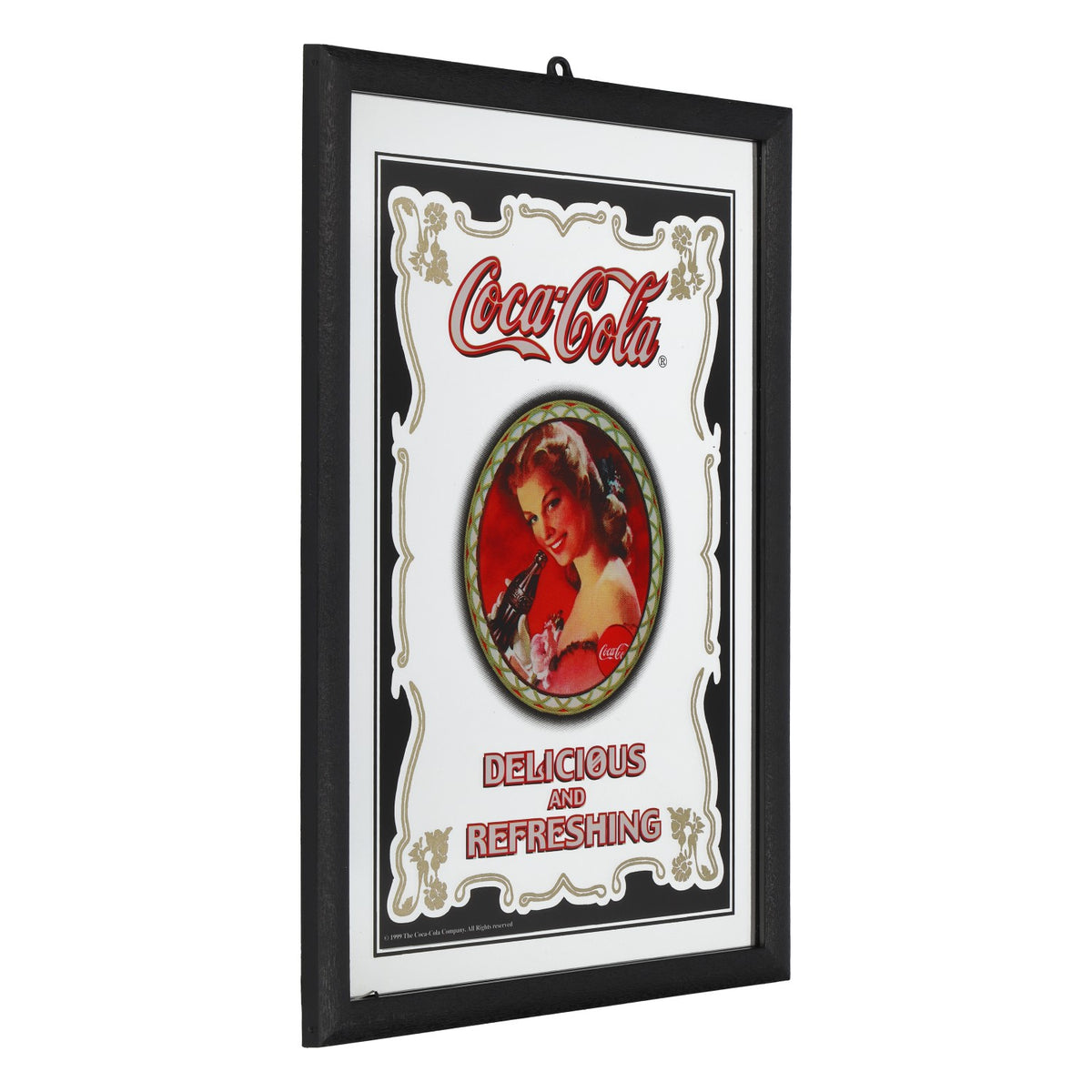 Coca-Cola Advertising Mirror: Delicious & Refreshing, W 99 cm H 73 cm
