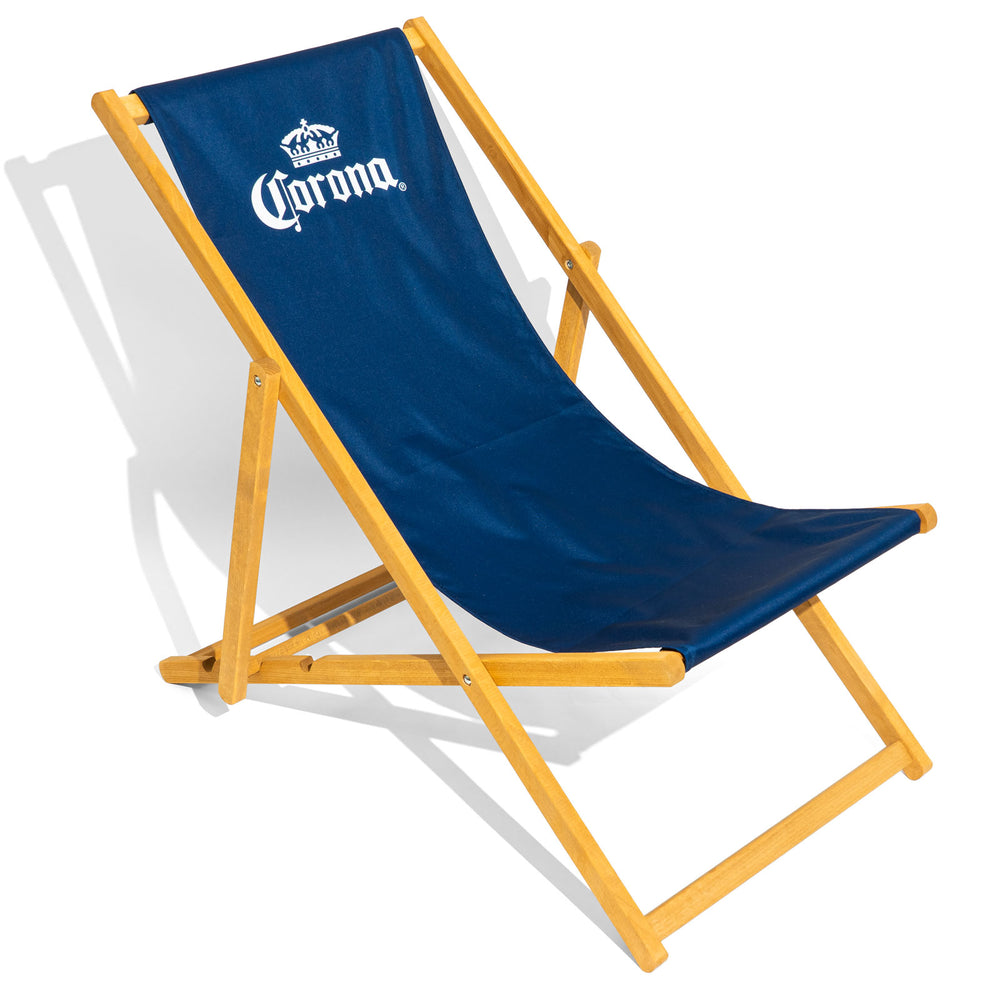 Corona Glass Beech Wood Deck Chair, Blue Version