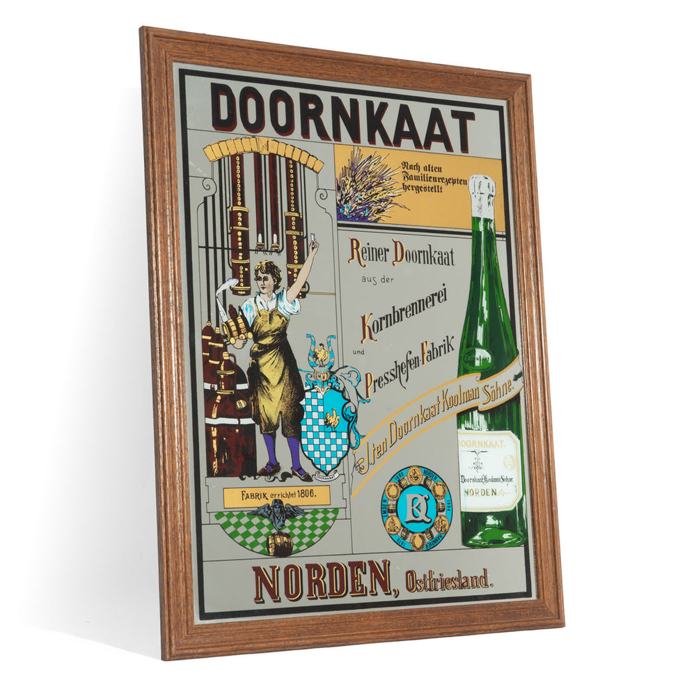 Doornkaat Korn Mirror Advertising Mirror Bar Accessories Wall Decoration Brown Frame