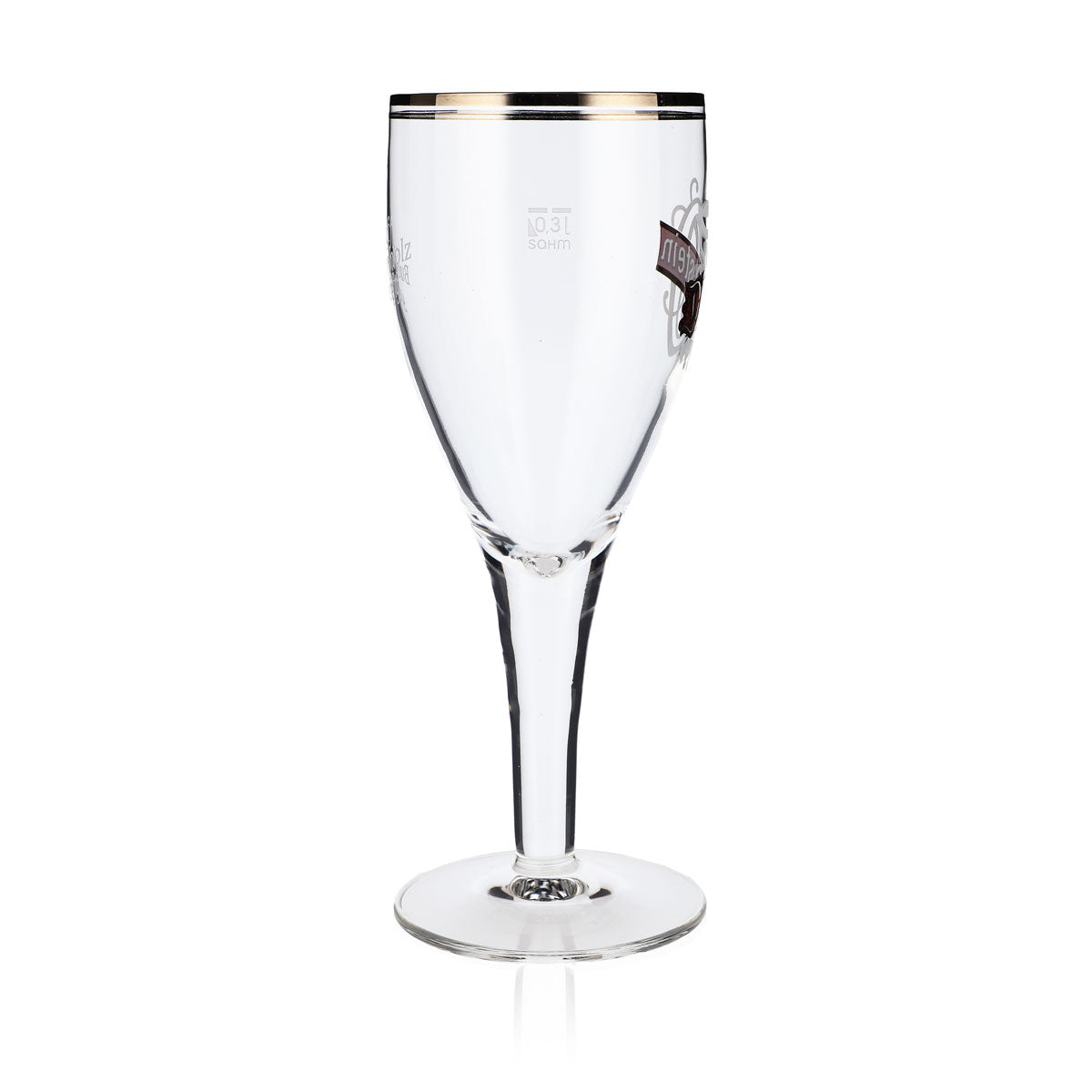 Duckstein Beer Glass 0.3L Goblet Double Platinum Rim Large Logo Sahm Harzer – View 3
