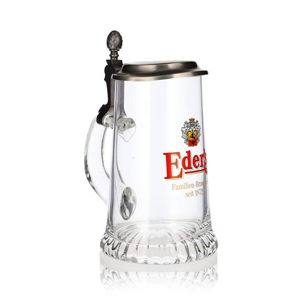 Eder Beer Glass, 0.48 L Jug with Pewter Lid, Family-Owned Brewery Since