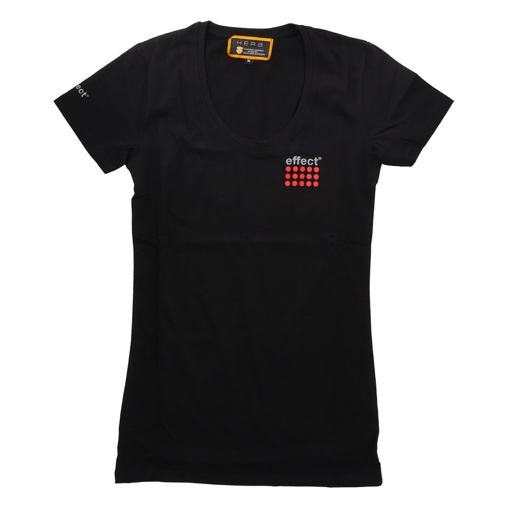 Effect Energy Women's T-Shirt, Size M, V-Neck, Logo, Black, Cotton