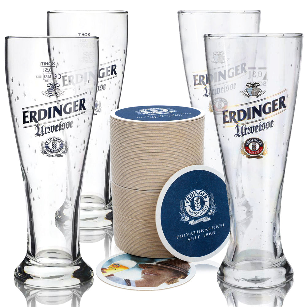 Erdinger Beer Bar Bundle Set I consisting of 4x beer glasses 0.5l/0.3l mouth-blown