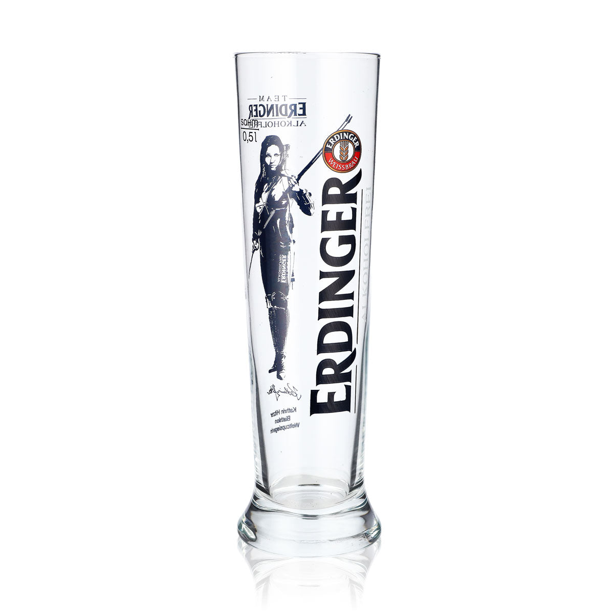 Erdinger Beer Glass 0.5l Wheat Beer Glass Special Edition Glass "Kathrin Hitzer" Non-Alcoholic