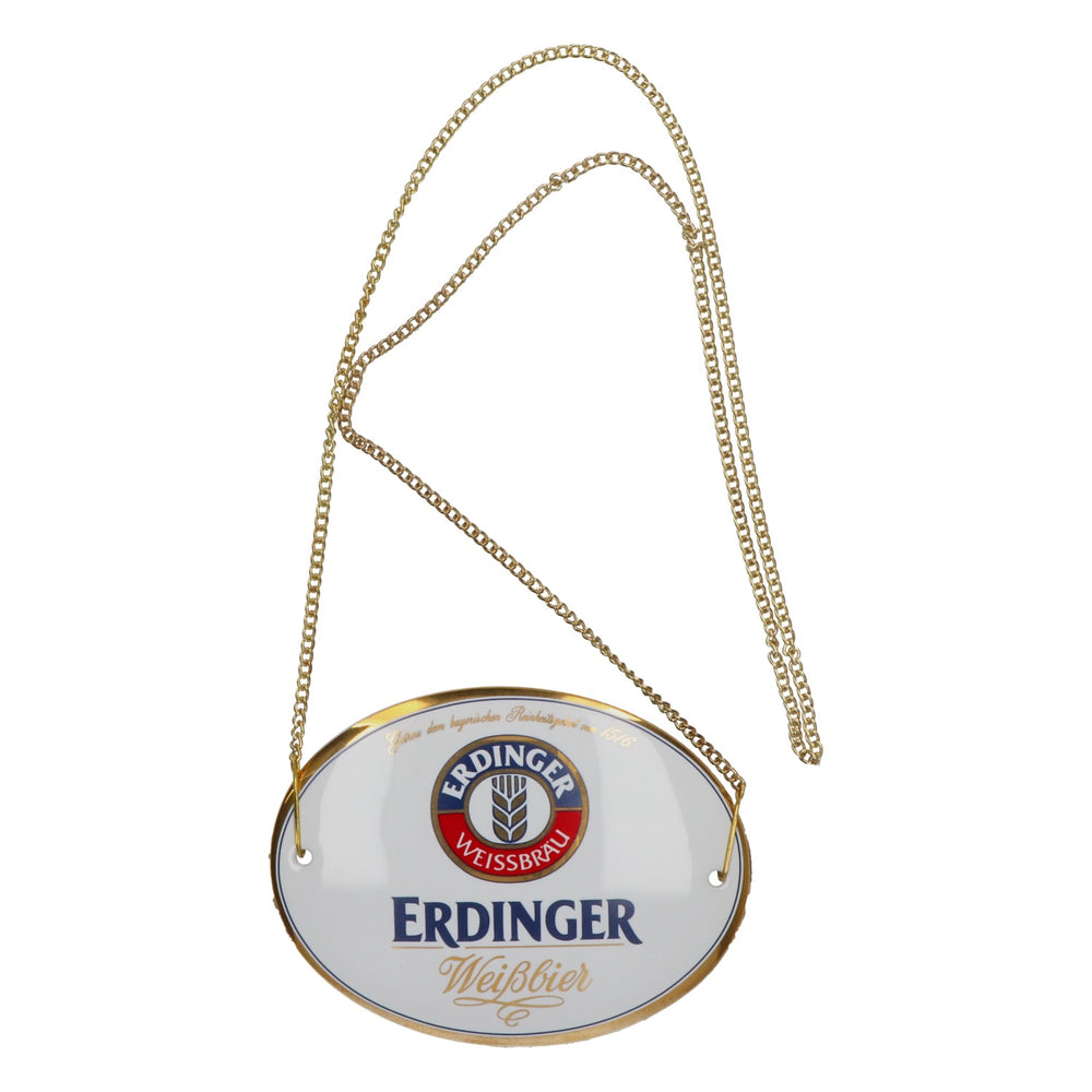 Erdinger Beer Tap Sign, Ceramic, White, 12x9 cm, New