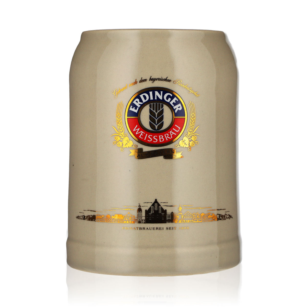 Erdinger Weissbräu beer glass mug 0.5l clay mug cityscape Franz Herb