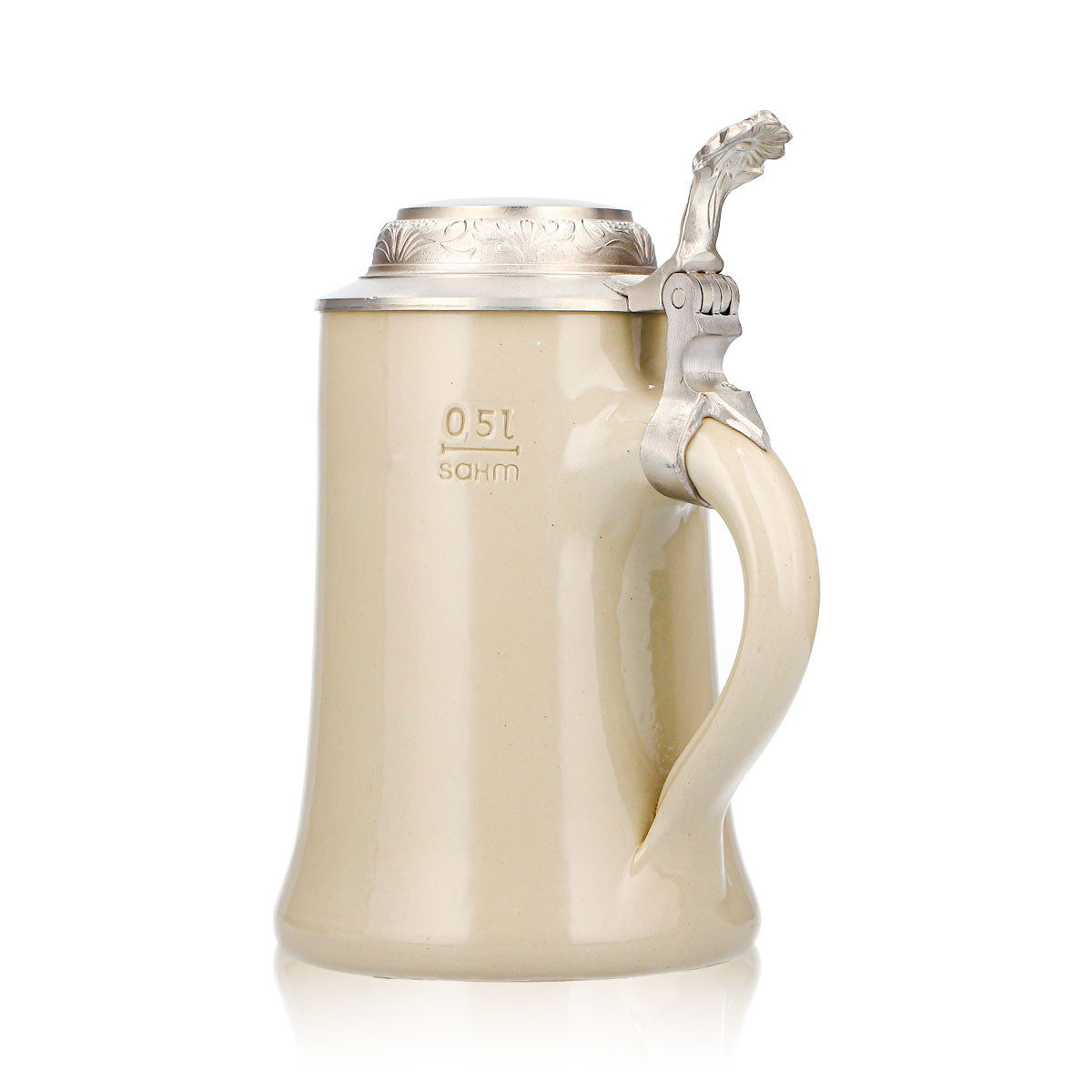 Erdinger Weissbräu Beer Glass Clay Mug, 0.5 L, with Pewter Lid, Pikantus Clay Cream – View 4
