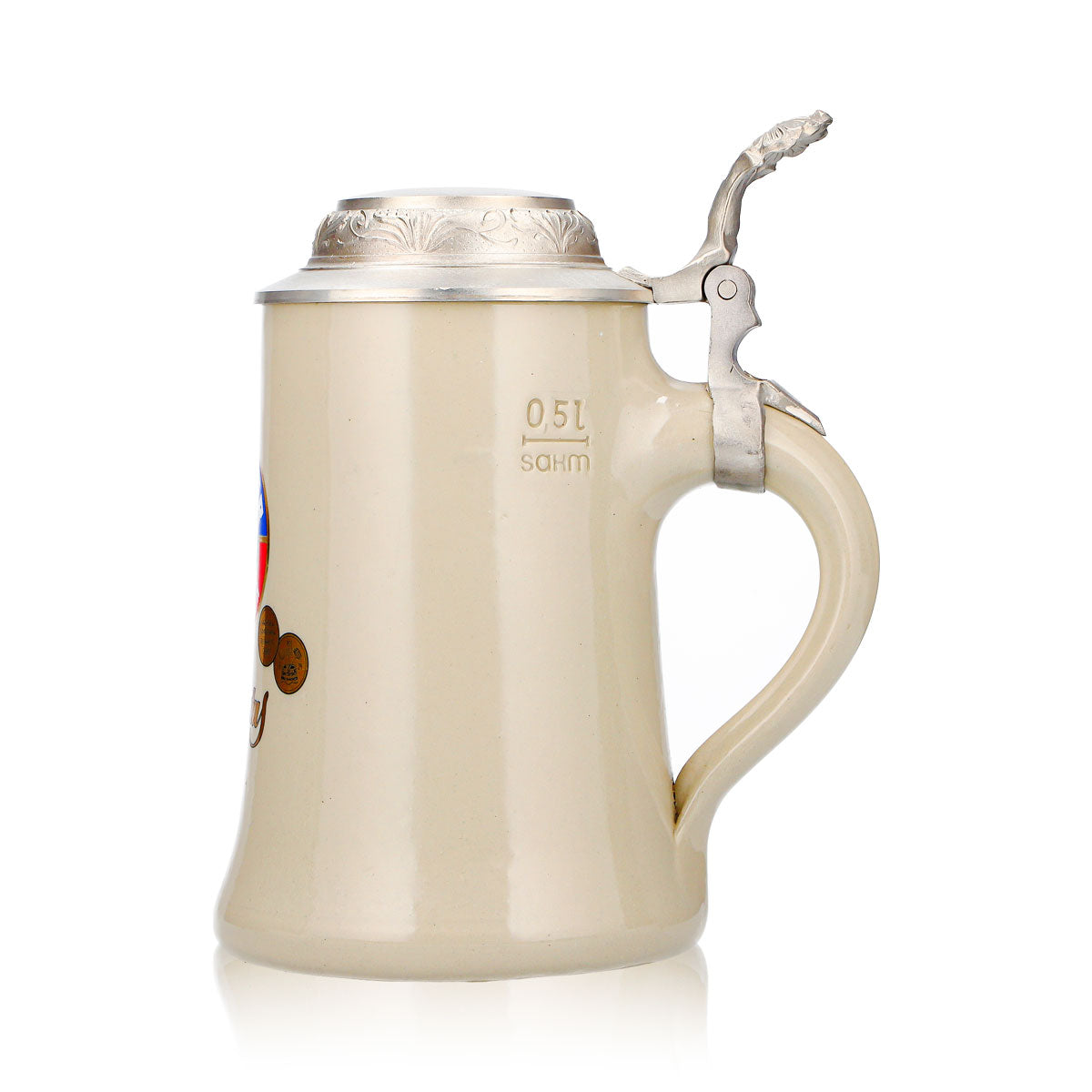 Erdinger Weissbräu Beer Glass Clay Mug, 0.5 L, with Pewter Lid, Pikantus Clay Cream – View 5