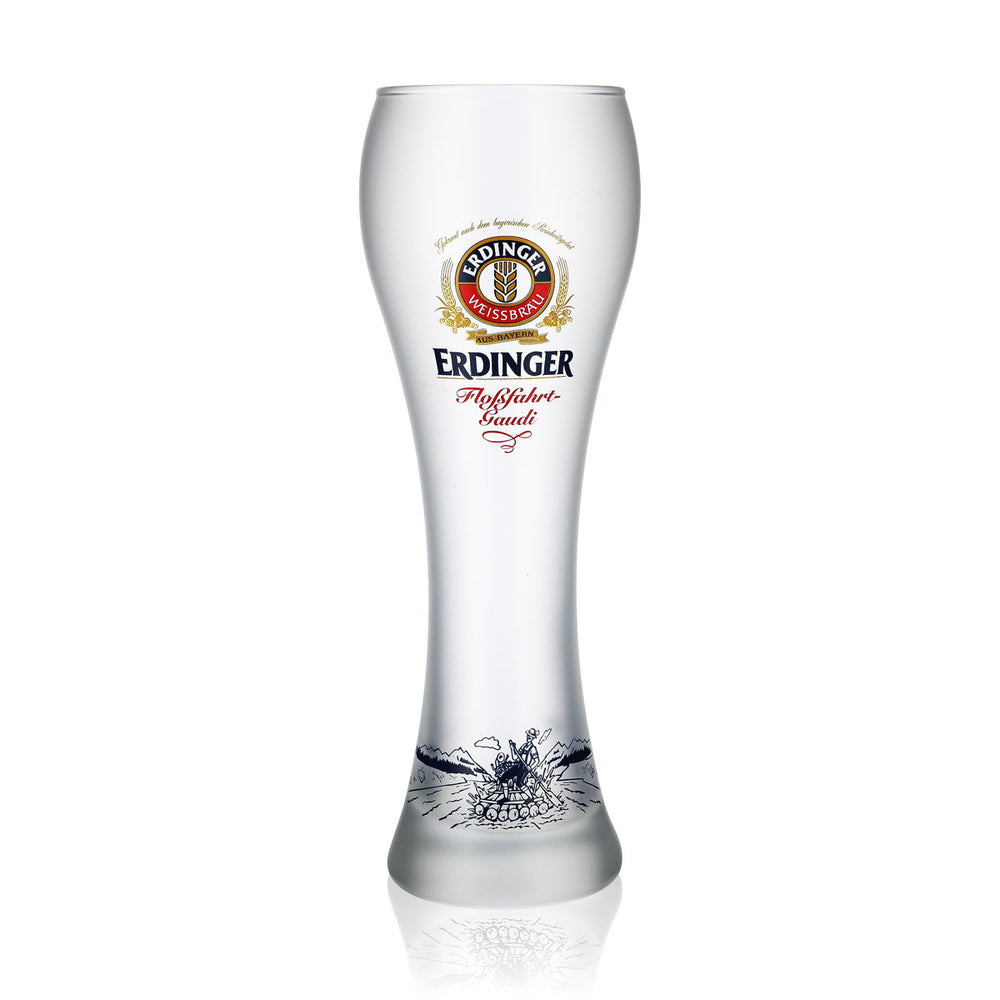 Erdinger wheat beer glass 0.5 l, matte "Floßfahrt-Gaudi" beer glasses, satin white