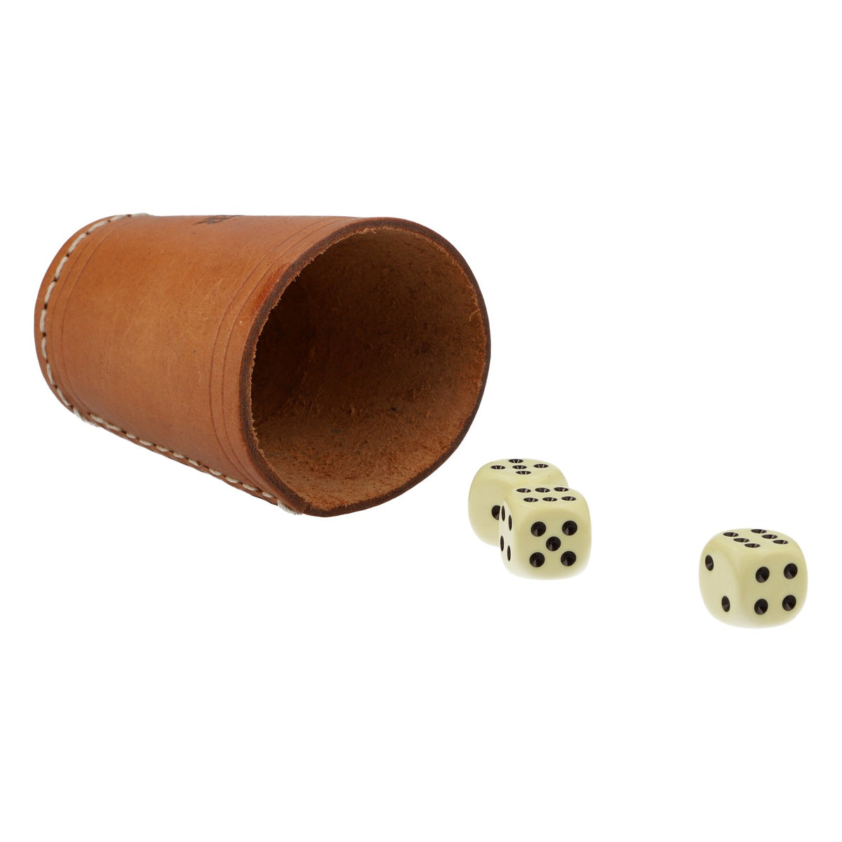 Fälinger Korn Leather Dice Cup, 3 Dice, Brown, Logo, 6.5 cm, Dice Game – View 3