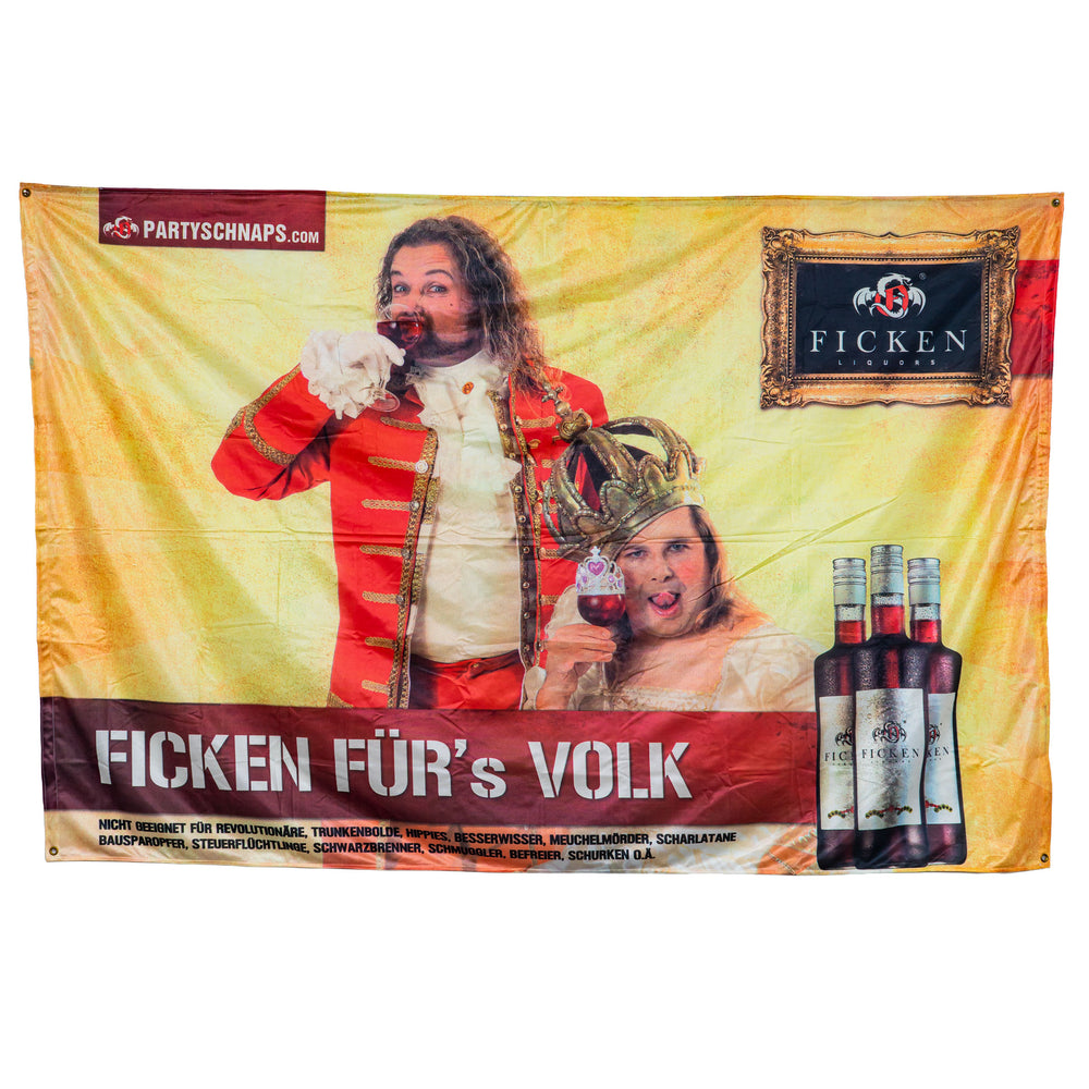 "Ficken" Liqueur Glass Banner, 225x150 cm, "Ficken for the People" Polyester Flag