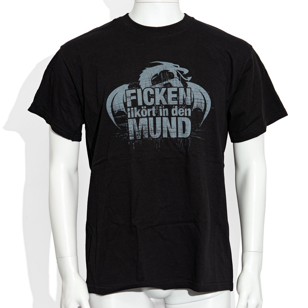 "Fuck" Liqueur Glass, Black, Dragon Motif, "Fuck" in the Mouth, Size L, Cotton