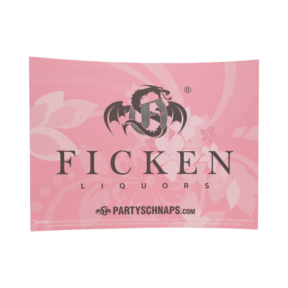Fucking liqueur cardboard sign with pink logo, festival wall sign, party gag, camping sign
