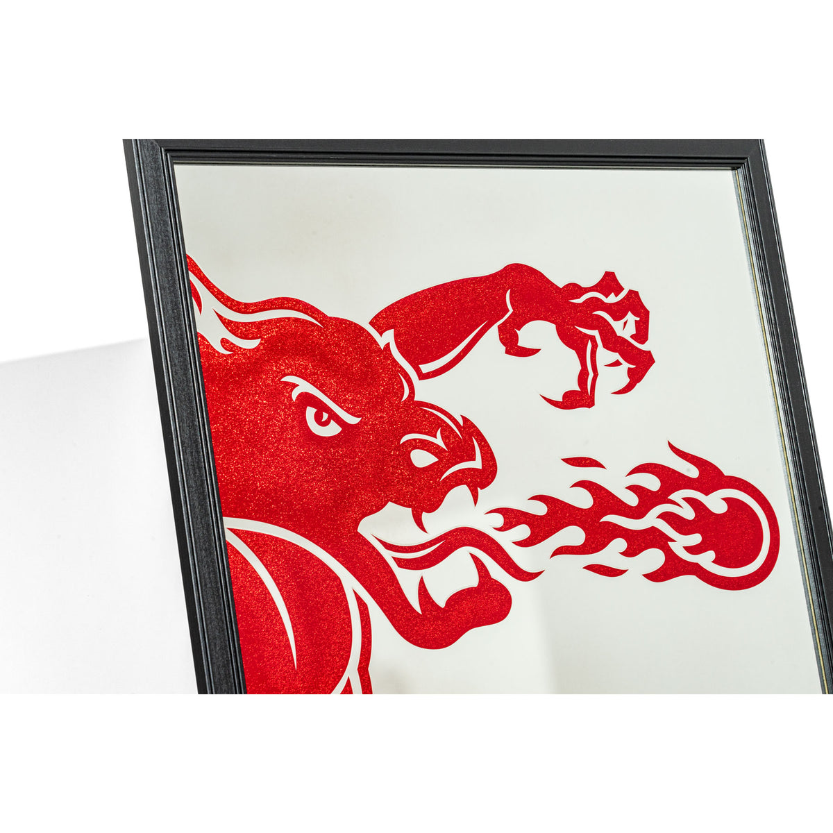 Fireball Mirror Wall Decoration Dragon Motif With Frame 103x73cm Bar Pub – View 3