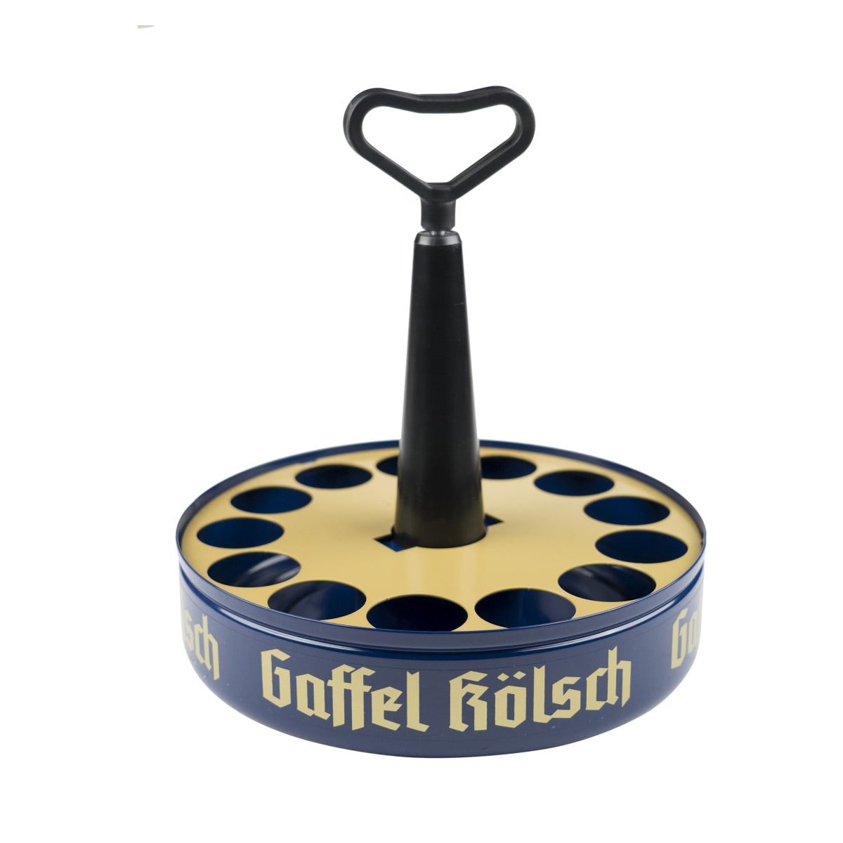 Gaffel Kölsch beer glass tower carrier with ring, large, for 11 glasses, Ø5.6cm, pub