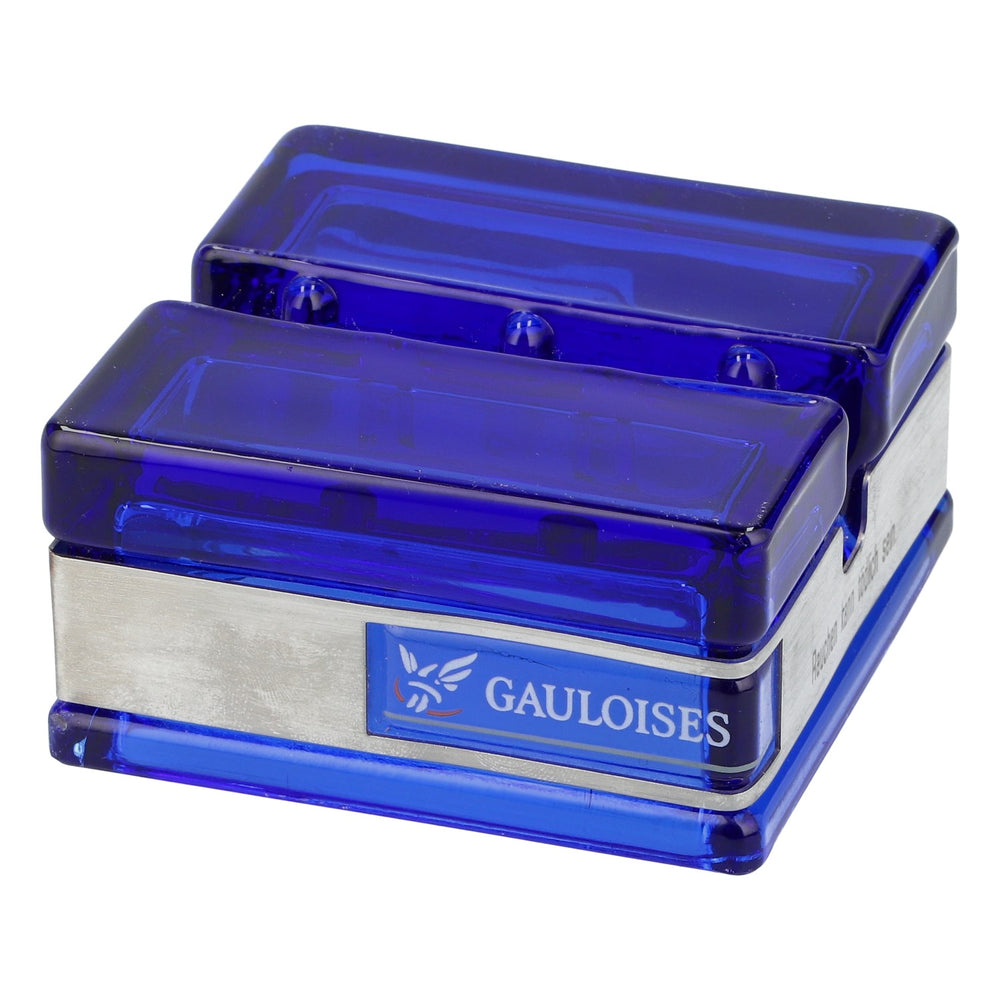Gauloises Glass Table Display Menu Holder, Rectangular, Blue, Bar Decor