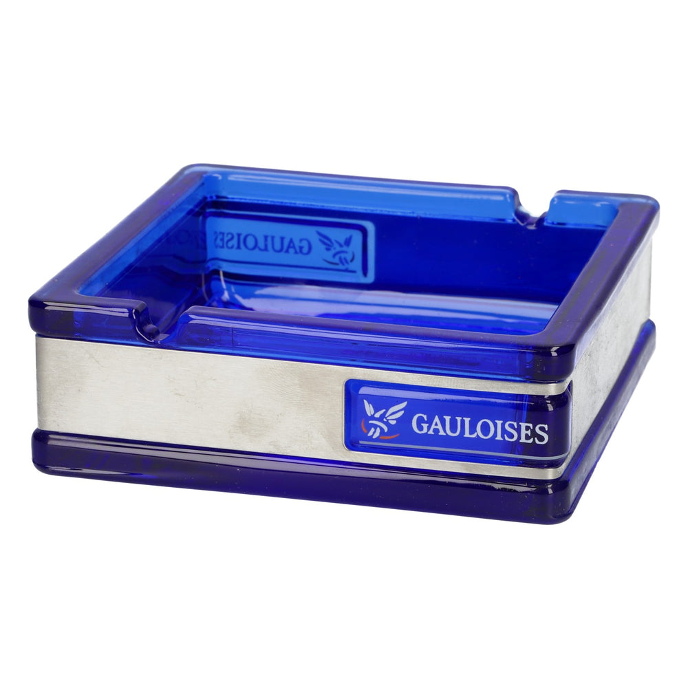 Gauloises cigarette ashtray blue glass 10x10cm glass ashtray smoker accessories