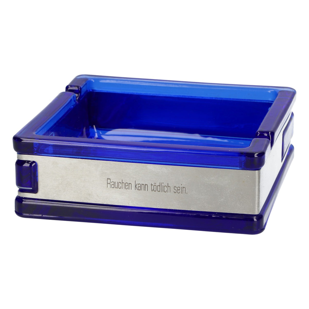Gauloises cigarette ashtray blue glass 10x10cm glass ashtray smoker accessories – View 2