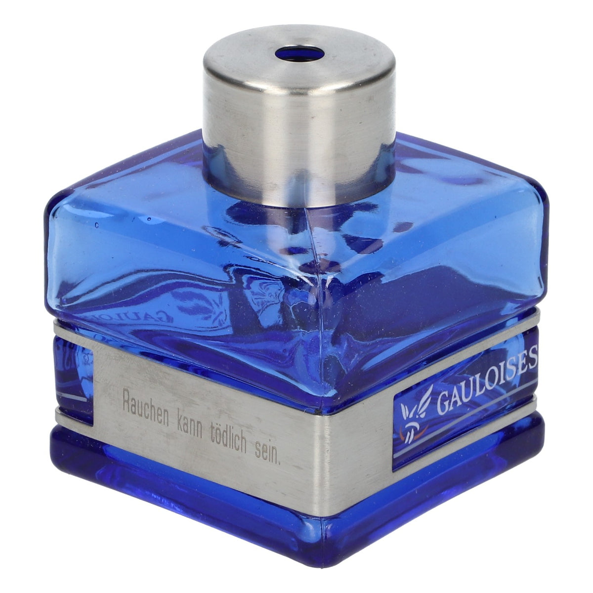 Gauloises cigarettes  Sugar shaker Real glass blue with stainless steel trim – View 3