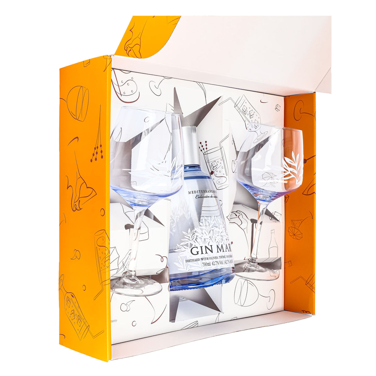 Gin Mare Gift Set 0.7L 42.7% + Balloon Glass Copa I Orange – View 5