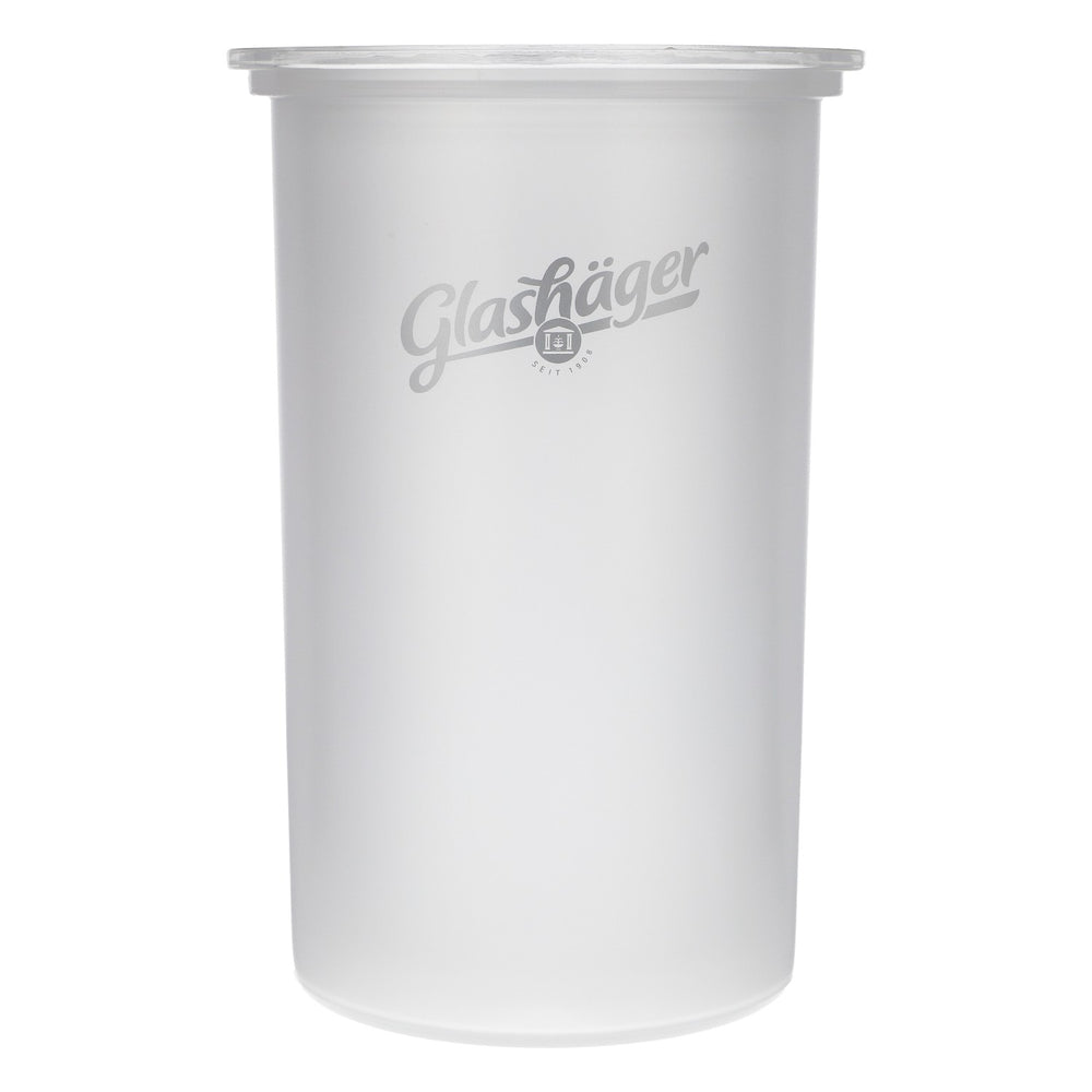 Glashäger water bottle cooler, double-walled acrylic frosted glass with logo