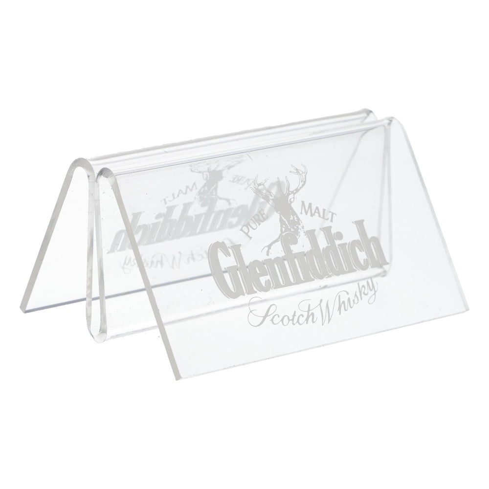 Glenfiddich Whisky Acrylic Table Display Card Holder Transparent