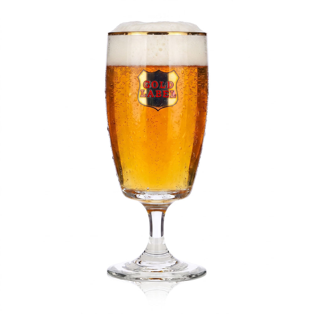 Gold Label Beer Glass, 0.24 L, Goblet Shape, Gold Rim, Gold Logo
