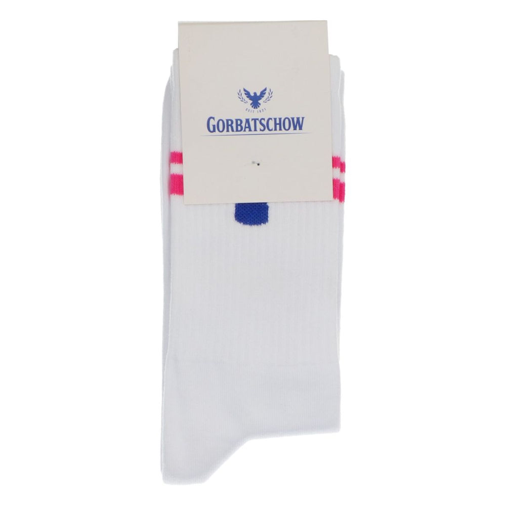 Gorbachev Socks Crew Socks White Pink Stripes Unisex Size 42-46