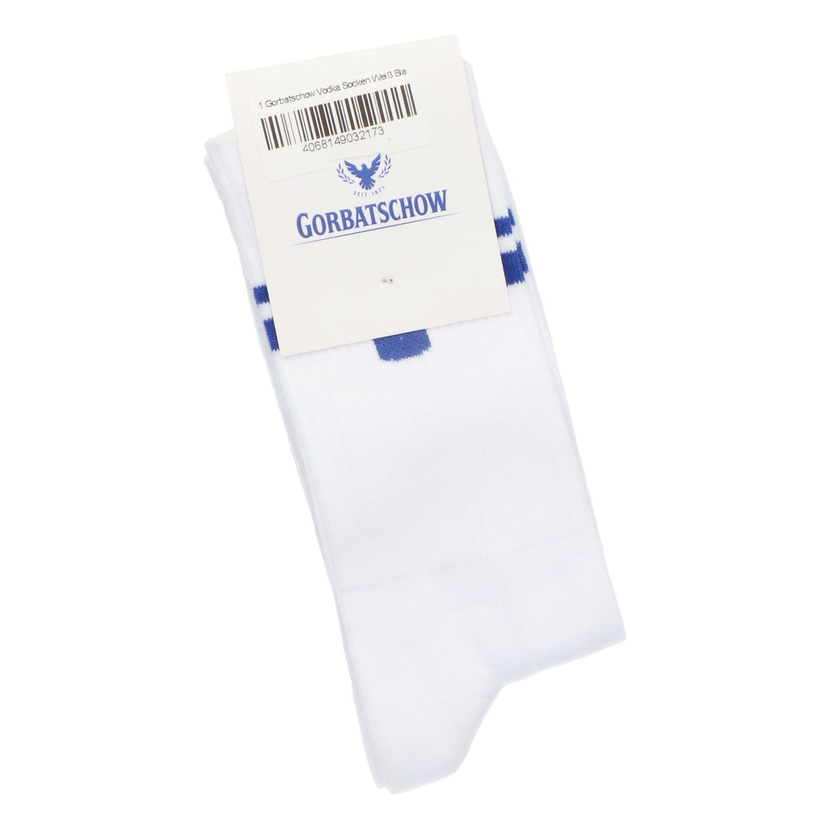 Gorbachev Socks White Blue Stripes Size 42-46 Unisex Tennis Socks Stockings – View 2