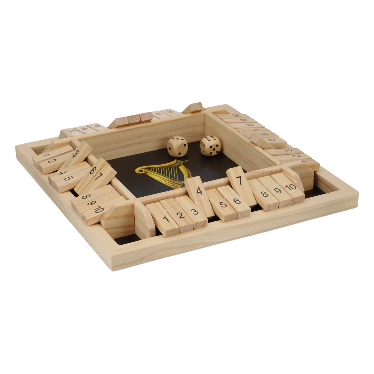 Guinness Beer Dice Game "Shut the Box" Wooden, New, Brown – View 3