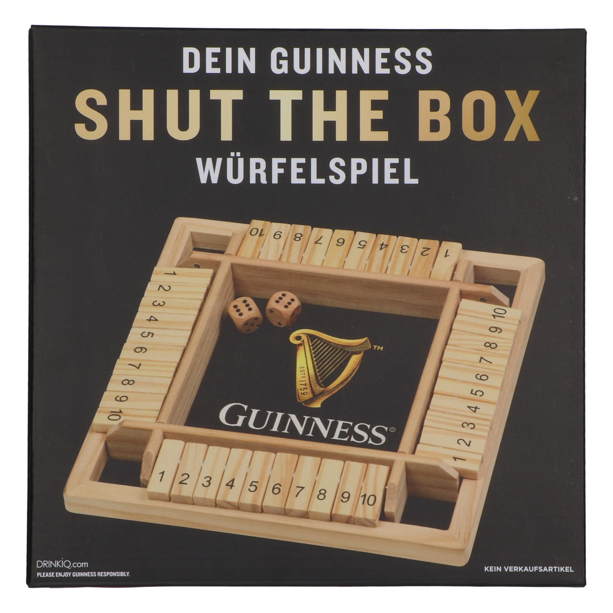 Guinness Beer Dice Game "Shut the Box" Wooden, New, Brown – View 4
